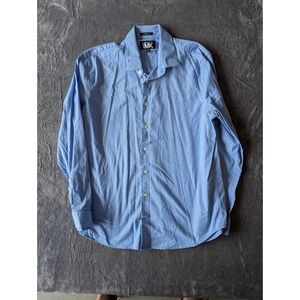 Express Men 1MX Modern Fit Button Down Shirt Light Blue Long Sleeve XL 17-17.5